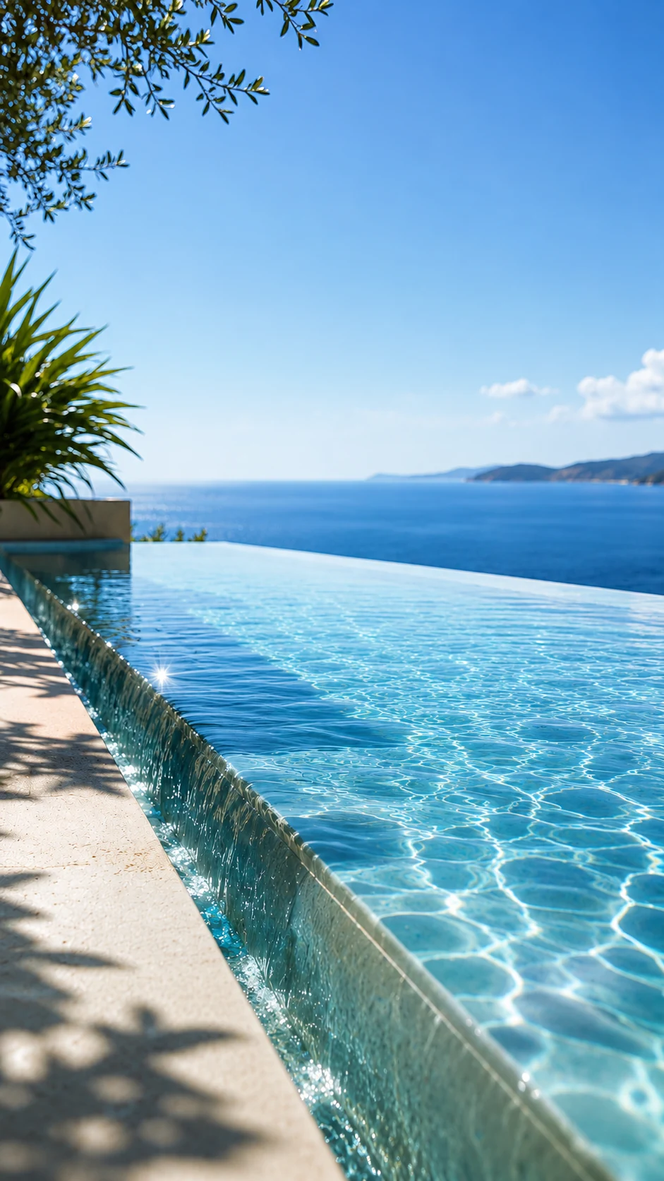 Piscina a sfioro affacciata sul mare